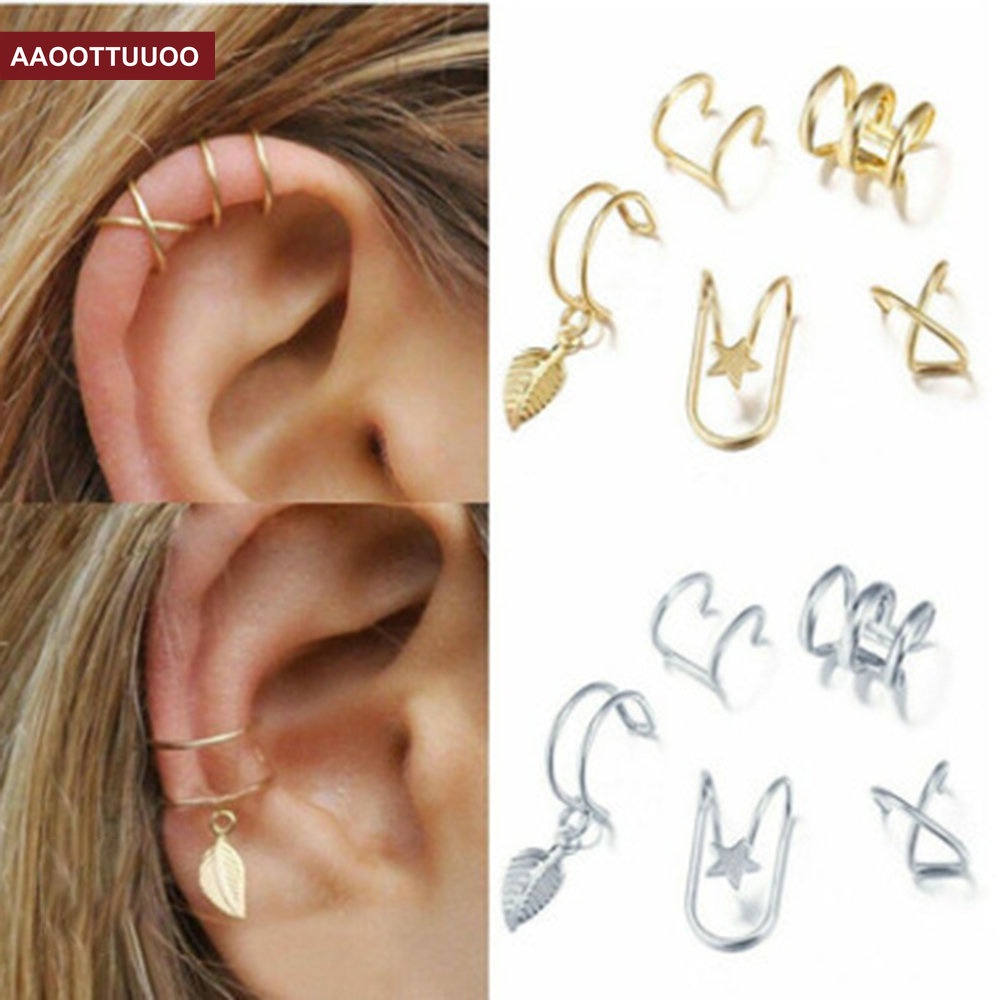 Set 5 Khuyên Kẹp Vành Tai Chữ C Cá Tính Cho Nữ