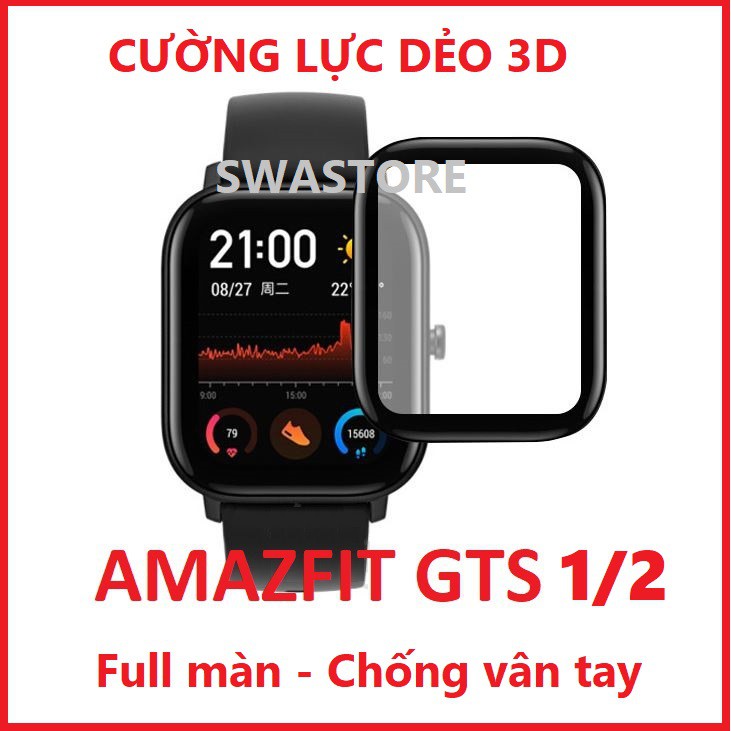 [Tặng kèm kit vệ sinh màn hình] Cường lực dẻo 3D full màn đồng hồ Amazfit GTS, GTS 1, GTS 2