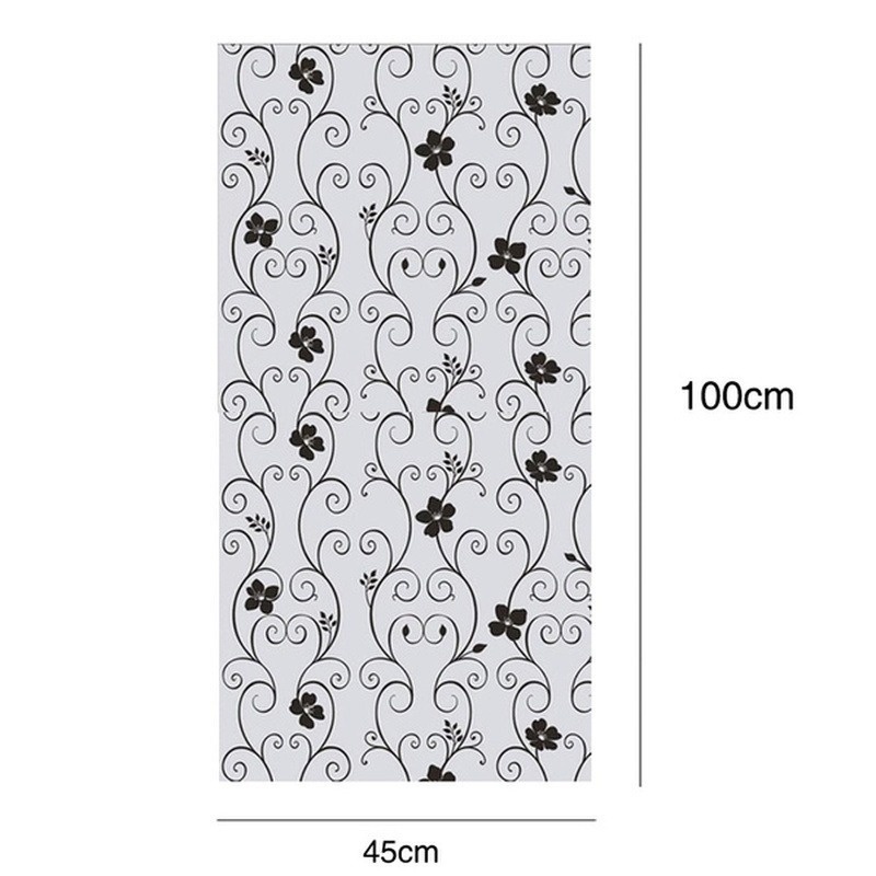 Miếng Dán Cửa Kính Bằng PVC Mờ Chống Tĩnh Điện Họa Tiết Hoa 45x100cm