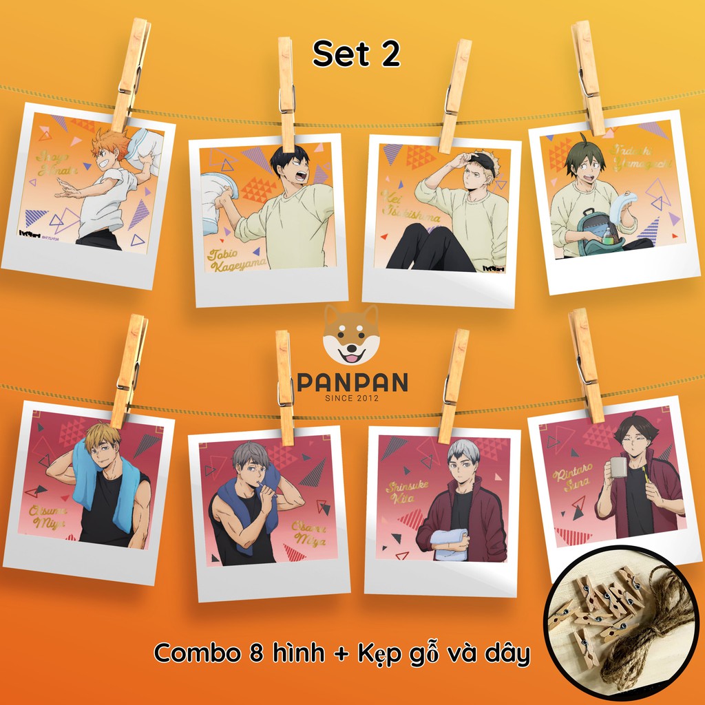 Combo 8 ảnh card lomo polaroid trang trí Anime Haikyu! 1 (tặng kèm dây và kẹp)