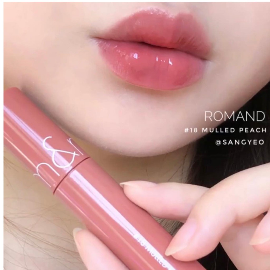(AUTH, TEM HIDDEN TAG) Son bóng Romand Juicy Lasting tint màu 18 Mulled Peach