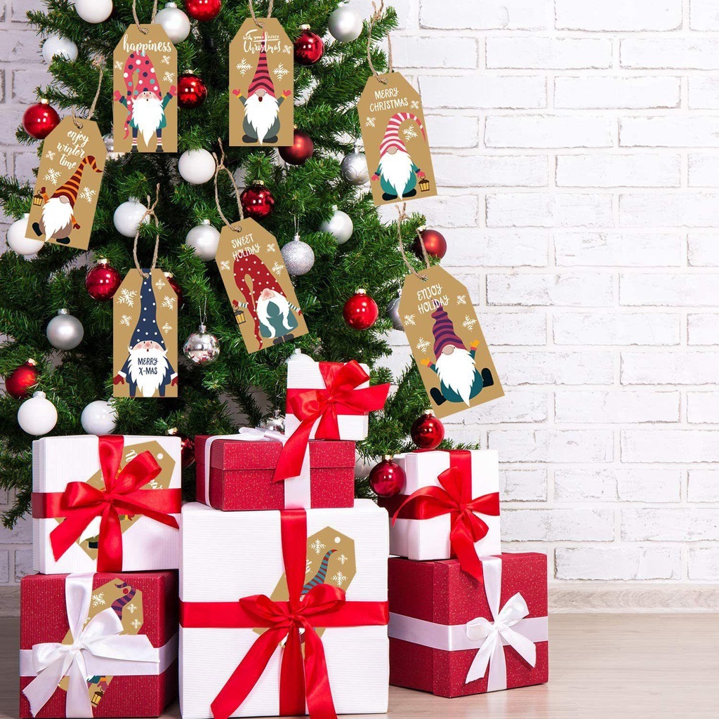 Set 100 Thẻ Giấy Kraft Trang Trí Giáng Sinh