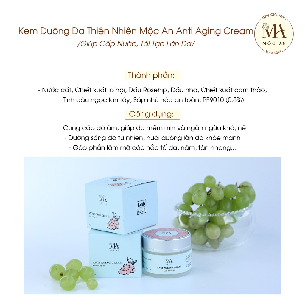 Kem Dưỡng Da Thiên Nhiên Mộc An Anti Aging Cream Giúp Cấp Nước, Tái Tạo Làn Da 10g - Sample Mini