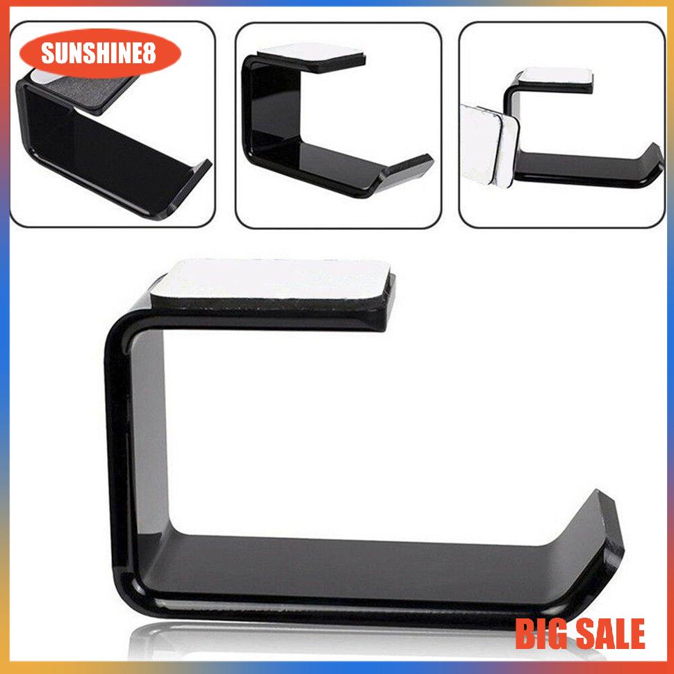 【SUN】Simple Headphone Stand Hanger Hook Tape Under Desk Dual Headset Mount Holder