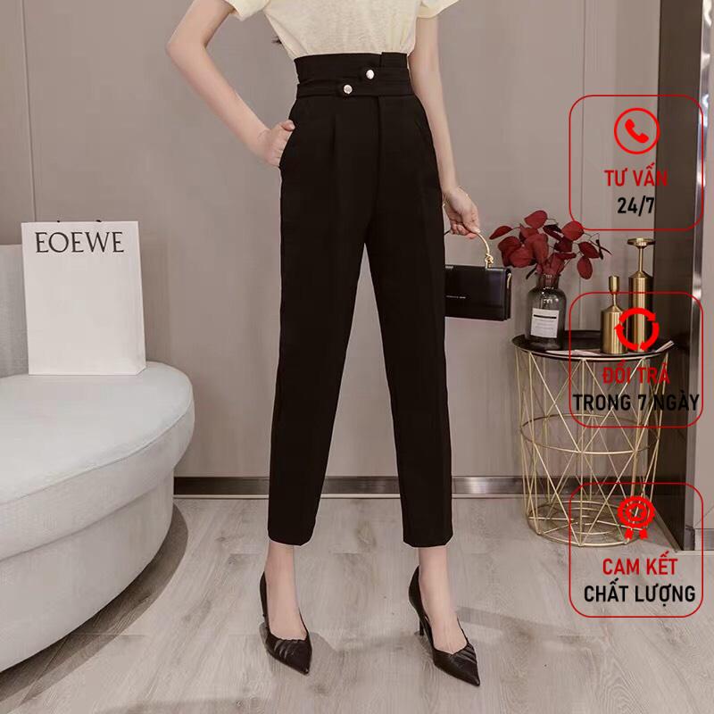 Quần tây nữ lưng cao công sở MAYA đẹp cạp khuy chéo vải tuyết mưa Q31