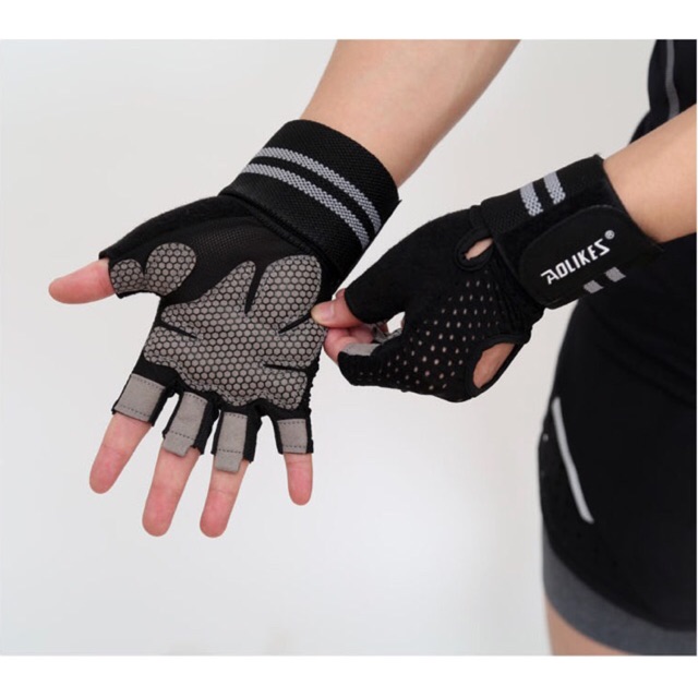Găng Tay Nam, Nữ Tập Gym Chính Hãng Aolikes Hở Bàn