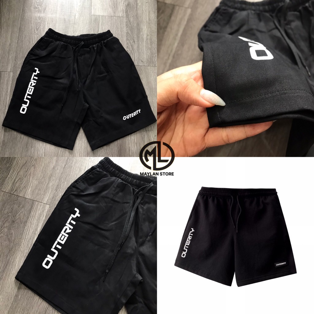 Quần Short Nam kaki In Chữ OUTERITY - vải kaki phong cách unisex streetwear