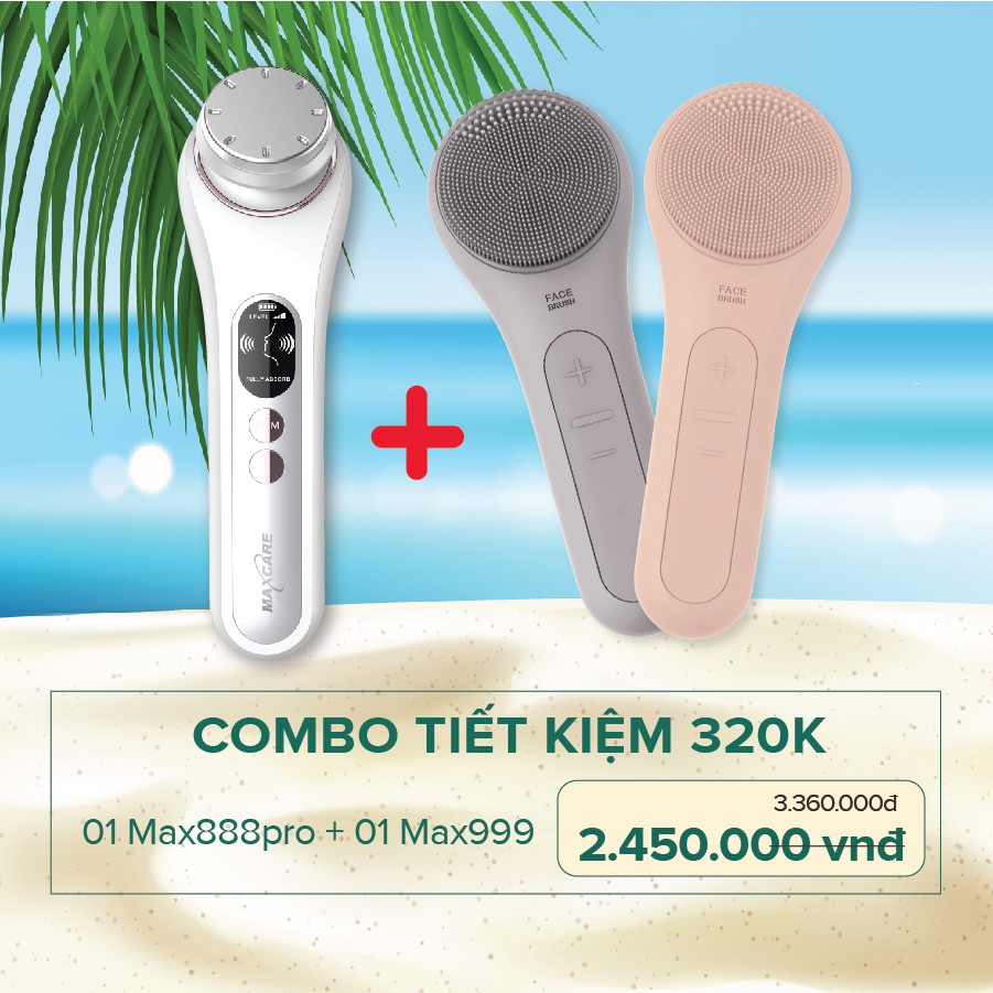 [Combo giảm 320K] Máy đẩy tinh chất ion nóng lạnh Max888PRO + Máy rửa mặt Maxcare Max999 (Ưu đãi tháng 12)