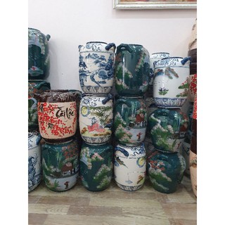Hũ đựng gạo 7kg phong cảnh gốm sứ Thuận An Phát