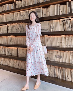 Đầm suông hoa tay dài (kèm hình thật)
