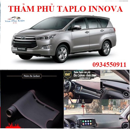 Thảm phủ taplo da INNOVA 2016- 2019 dập vân cacbon cao cấp