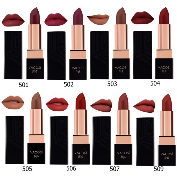 [New 2018] Son Lì Mịn Môi VACOSI Natural Studio Color Matte Love Lipstick