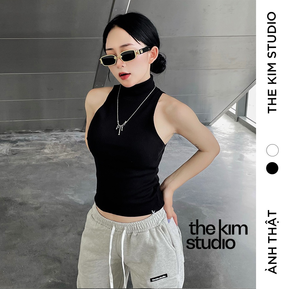 Áo ba lỗ thun tăm cổ cao dáng dài sơ vin được The Kim , thun 3 lỗ cao cổ A155