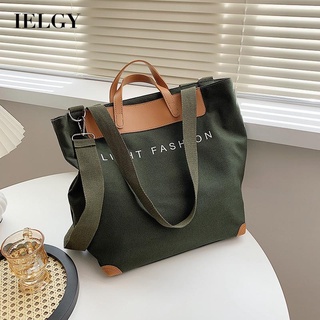Túi xách đeo vai IELGY bằng vải bạt in chữ phong cách Hàn Quốc cho nữ