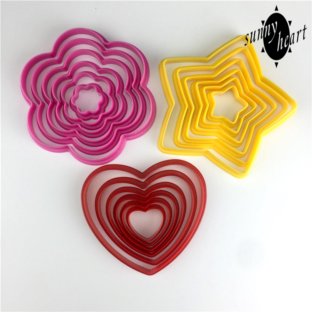 1 Bộ Khuôn Nhựa Cắt Bánh Quy Hình Hoa/Ngôi Sao/Trái Tim DIY Cho Bé