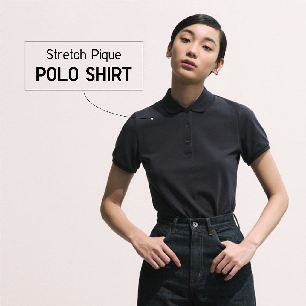 Áo phông/thun Nam/Nữ dáng Polo ngắn tay - Kanoko Polo T-Shirt (UNIQLO chính hãng) 😊