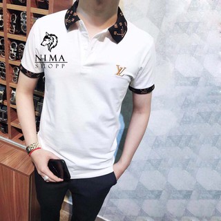Áo thun nam tay ngắn, cổ bẻ lv cao cấp NMY019