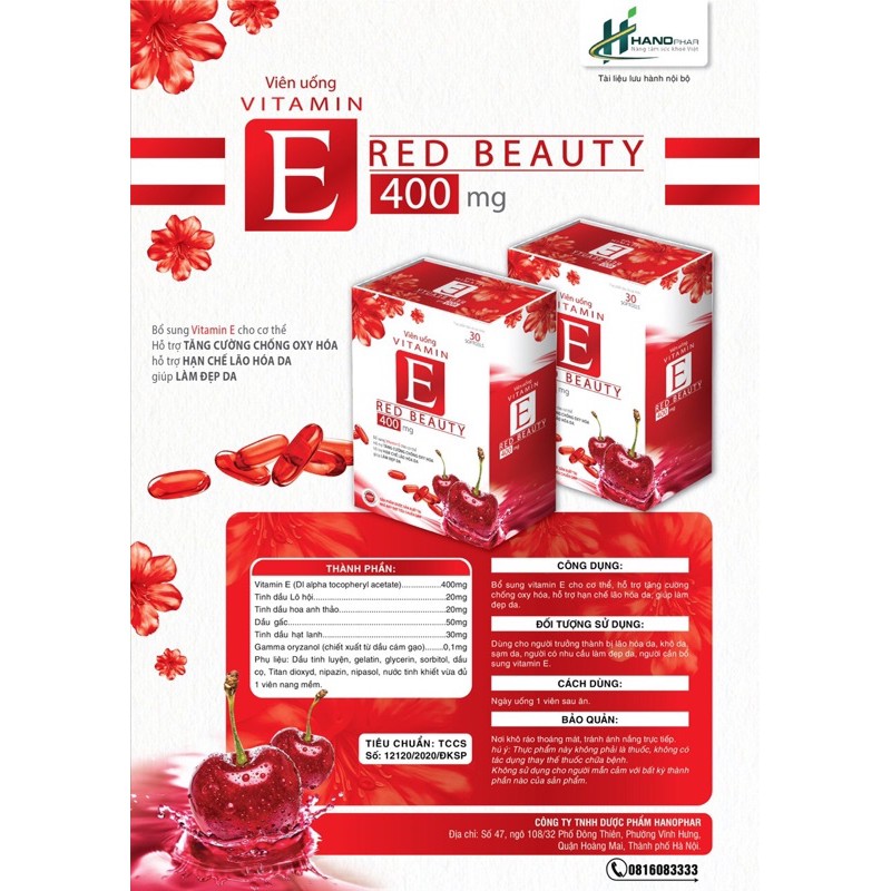 VITAMIN E ĐỎ- Làm đẹp da - Chống oxy hoá