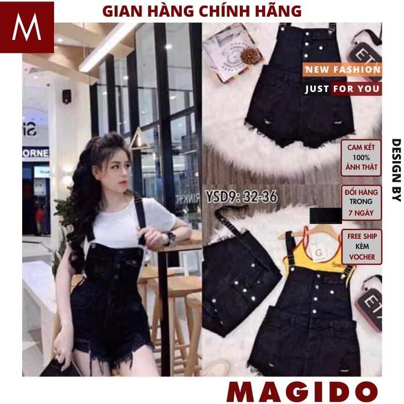 Yếm short bò katun kiểu dáng hàn quốc cực xinh trẻ chung năng động ,yếm quần jeans -MAGIDO
