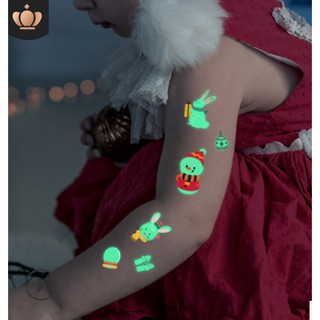 Hình xăm dán noel phát quang tattoo giáng sinh 10x6cm+ quà tặng kèm