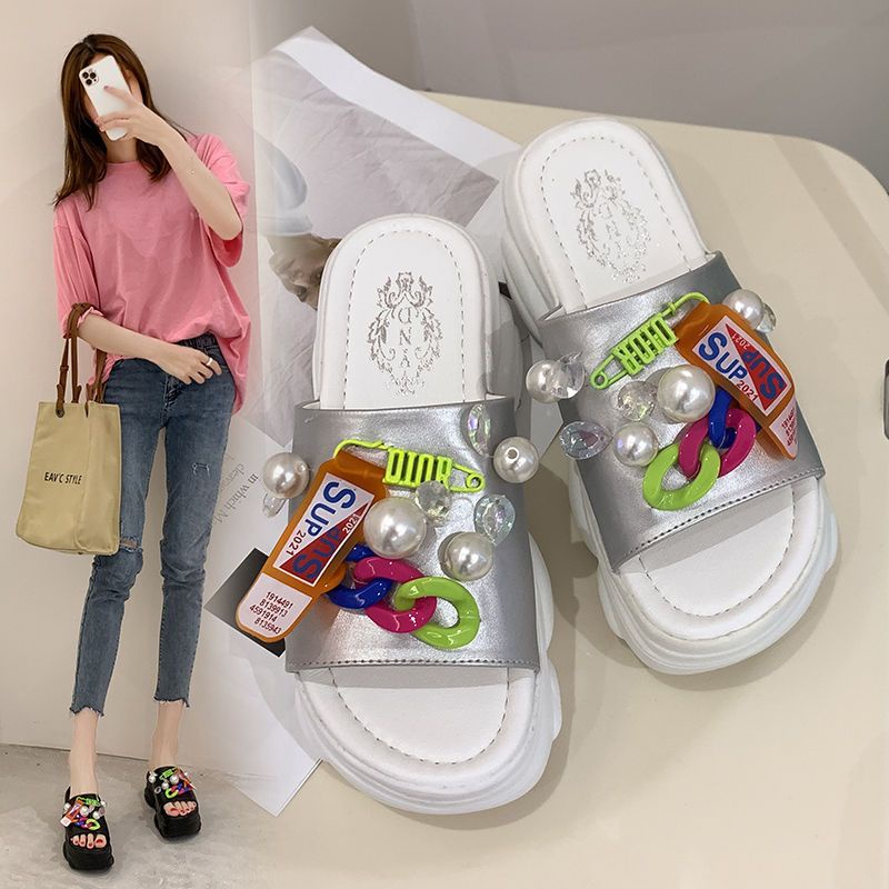 Dép Đế Xuồng Dày Dặn Tăng Chiều Cao Thời Trang Đi Biển Dành Cho Nữ