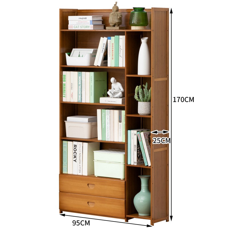 tủ sách chứa đồ gỗ tre đơn giản cho phòng học, phòng trọ đa chức năng có ngăn kéo FU214