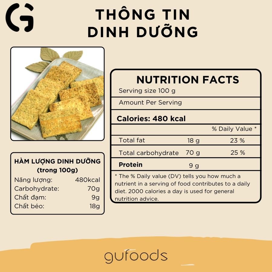 Bánh gạo lứt mầm GUfoods  - Giàu GABA tự nhiên, Hỗ trợ ăn kiêng, Thực dưỡng, Thuần chay
