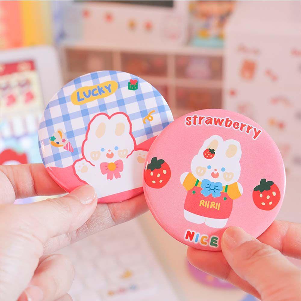 OCEANMAP Gương Trang Điểm Mini Kiểu Tròn Họa Tiết Hoạt Hình Dễ Thương