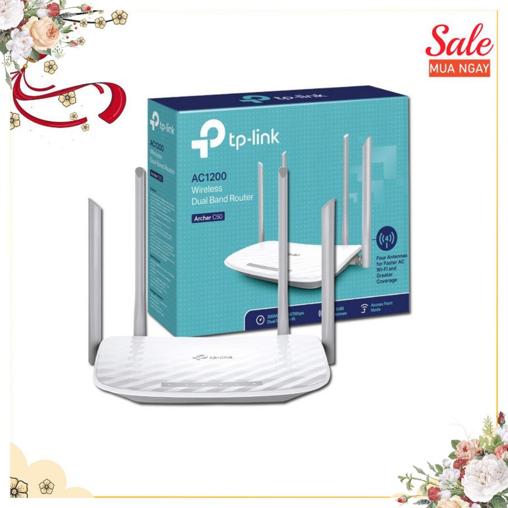 [SALE OFF]Bộ Phát Wifi Băng Tần Kép TP-Link Archer C50 Chuẩn AC Tốc Độ 1200Mbps - BH 2 năm