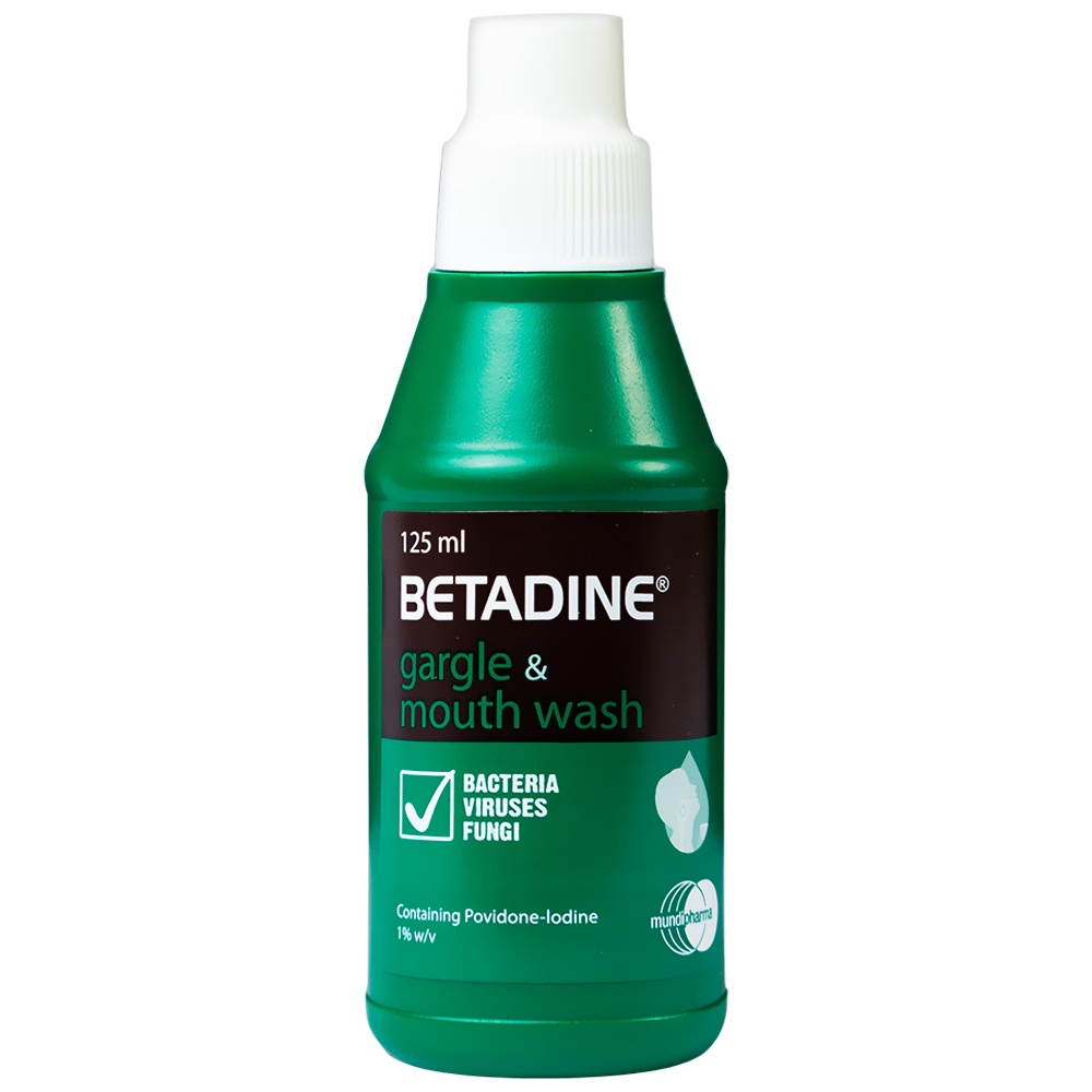 Dung dịch nước súc miệng, họng Betadine Gargle Mouth Wash chai 125ml [betadin]