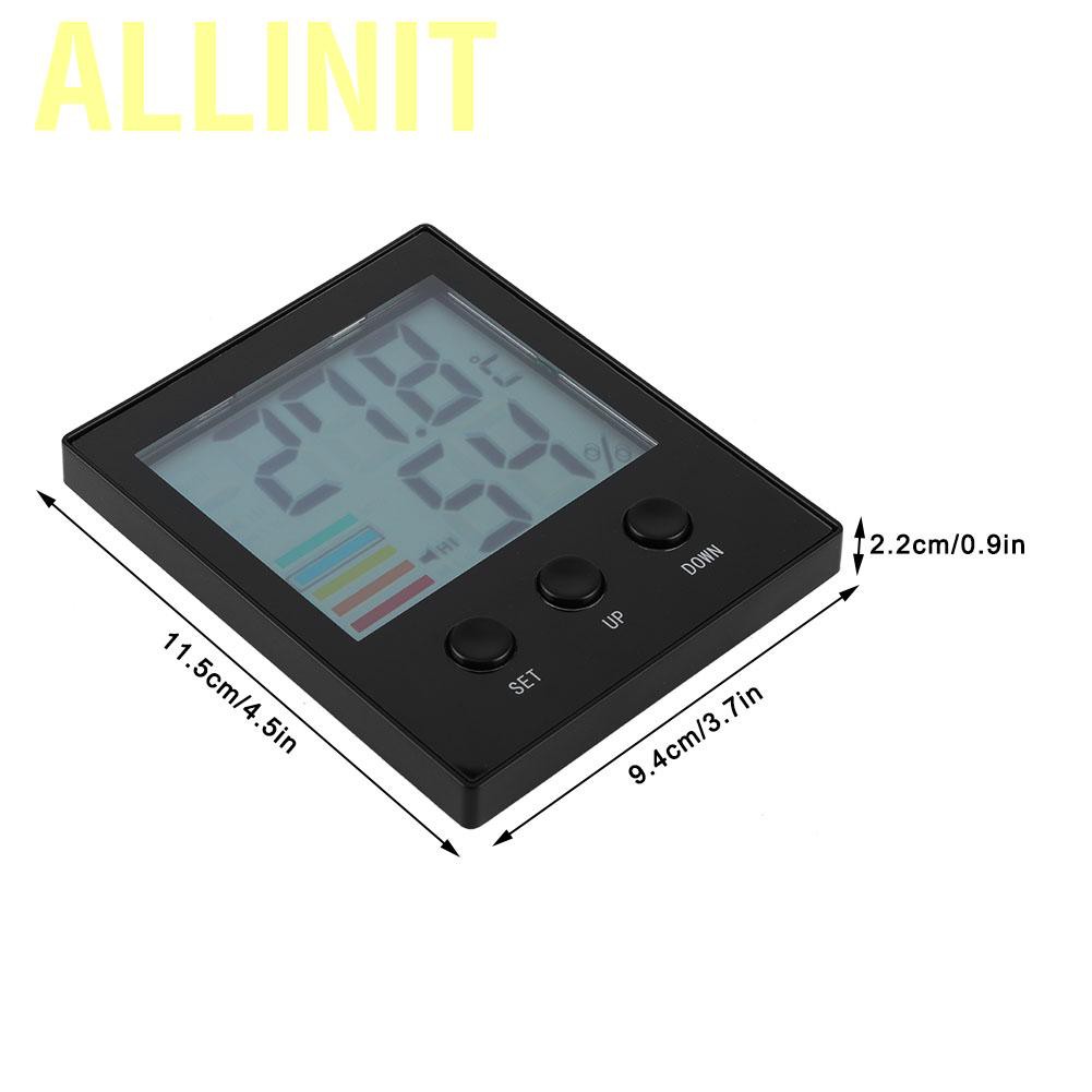 Allinit Indoor Thermometer Hygrometer  Digital Temperature Humidity Gauge with High Low Alarm