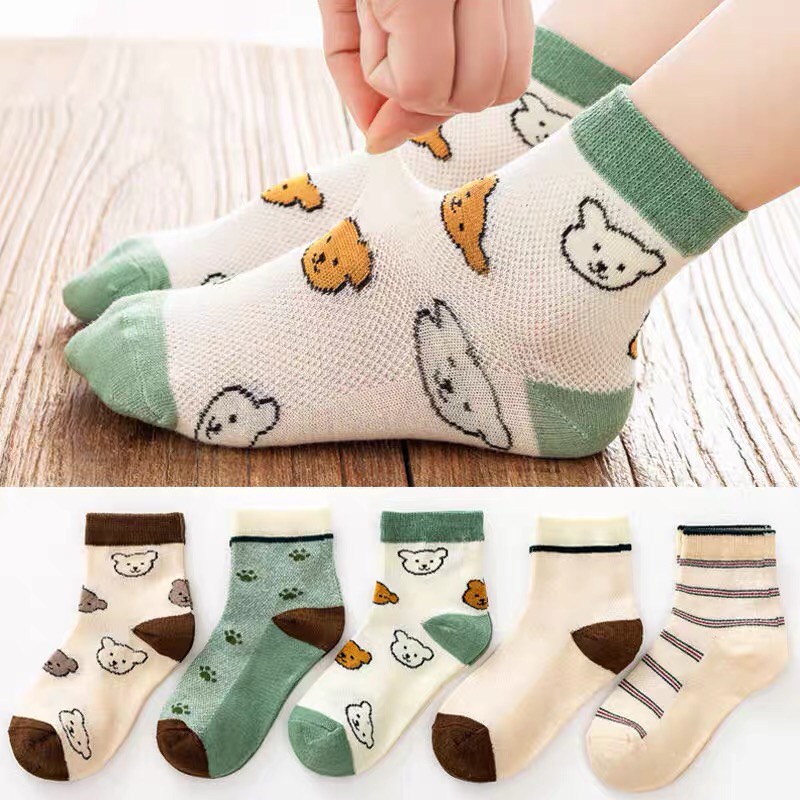 Set 5 Đôi Tất Cottong Cao Cổ Cho Bé Trai, Bé Gái Từ 1 Đến 12 Tuổi