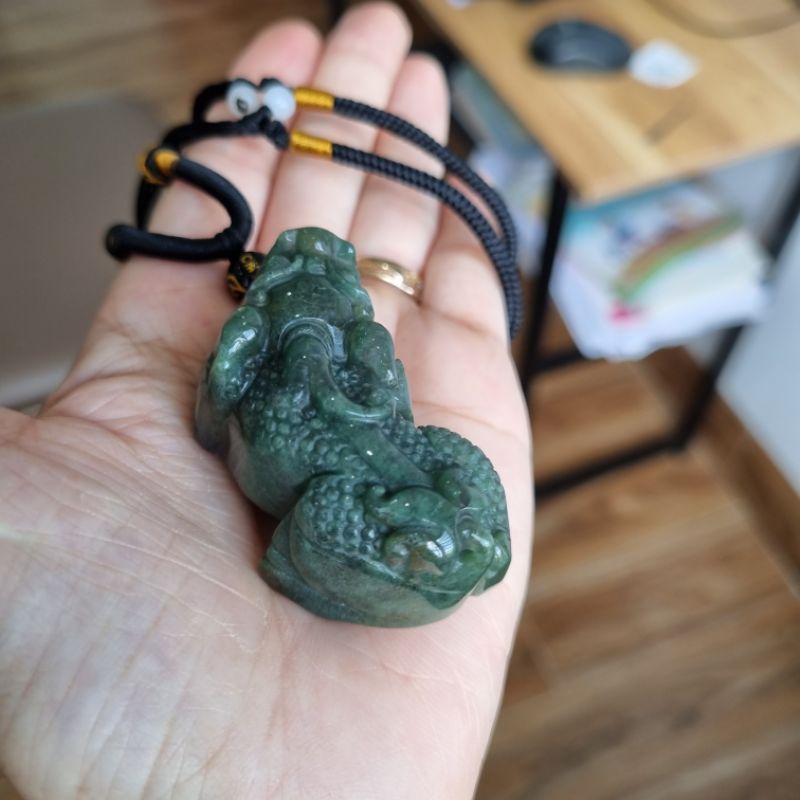 Dây Chuyền Nam Tỳ Hưu Màu Xanh Rêu Ngọc Tảo