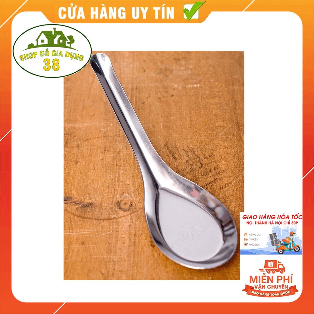 [C15] Thìa inox ăn phở - súp inox 304 cao cấp sáng bóng dày bền đẹp dài 16cm