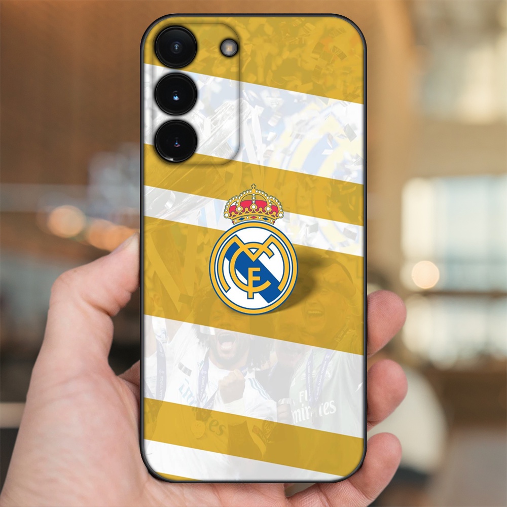 Ốp lưng Samsung S21, S21 Plus, S21 FE, S22, S22 Plus viền đen in hình Real Madrid