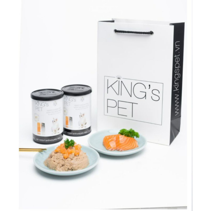 Pate Hỗn Hợp Cá Hồi King’s Pet Lon 380g Thức Ăn Cho Chó Mèo