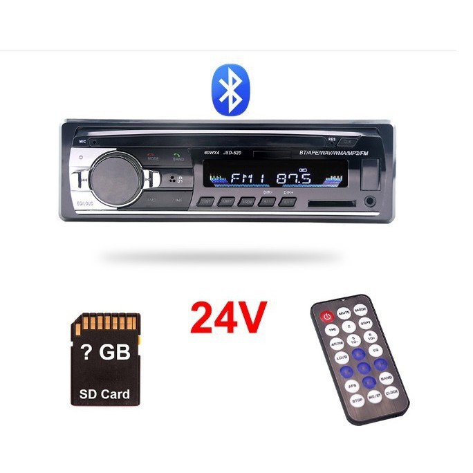 Đầu nghe nhạc MP3 kiêm Đài FM hỗ trợ Bluetooth cho ô tô 12V-24V