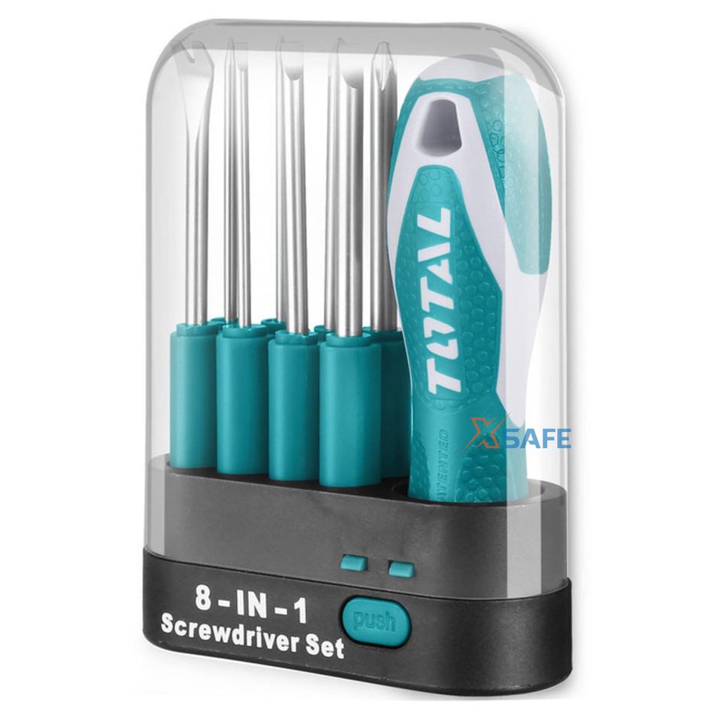Bộ 9 tua vít đa năng TOTAL THT250906 đầu vít khoẻ, cứng, chắc chắn, đa năng Thép Cr-V siêu cứng, chống rỉ - chính hãng