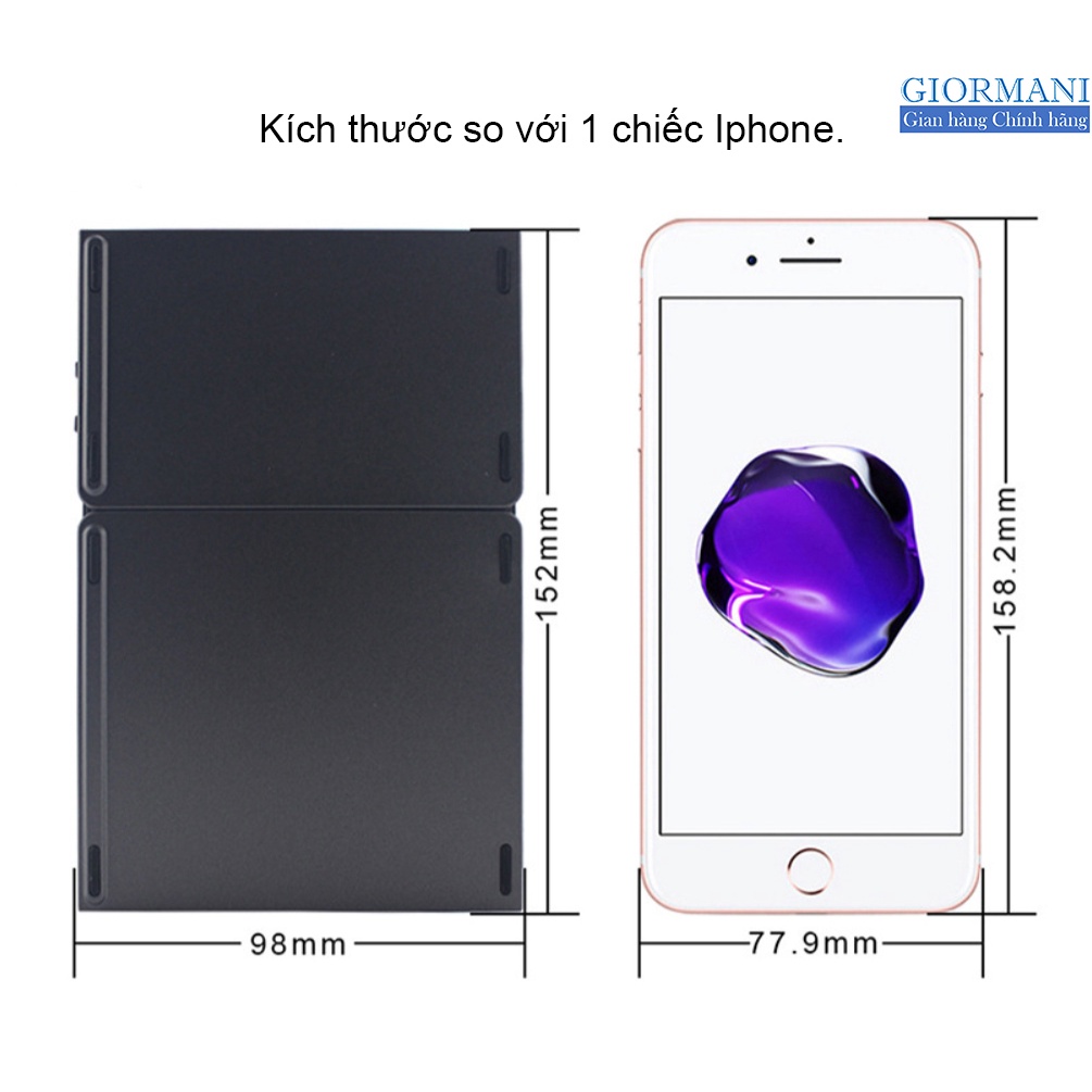 Bàn Phím Bluetooth mini gấp gọn + bàn di chuột cho Máy tính điện thoại AB33 - GIORMANI
