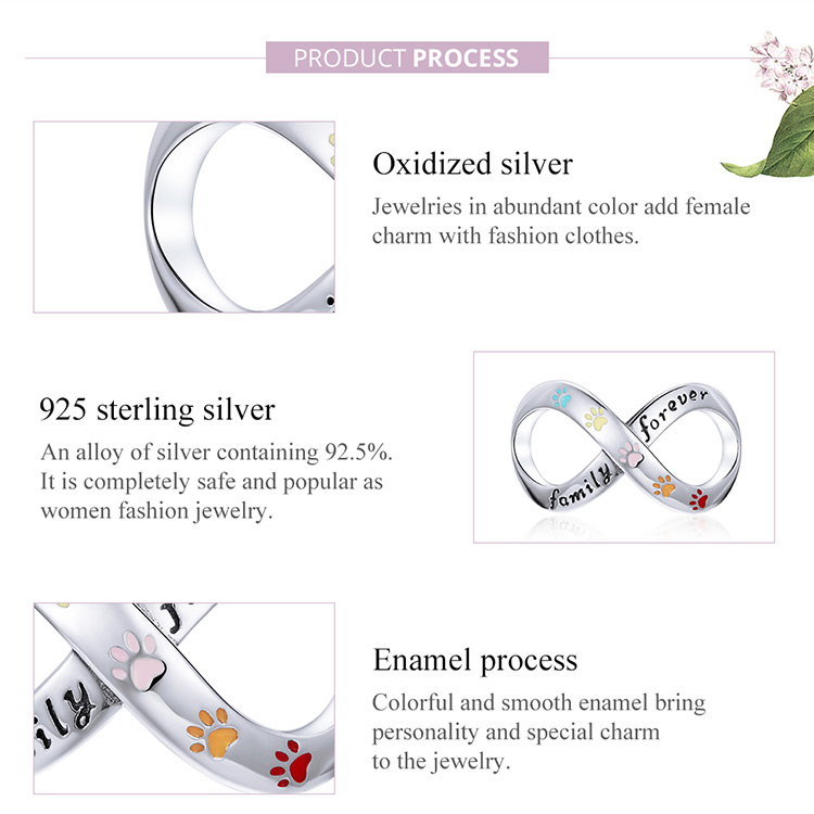 Phụ Kiện Charm Bamoer Bạc 925 SCC1849 Hình Tình Yêu Làm Trang Sức Thủ Công DIY