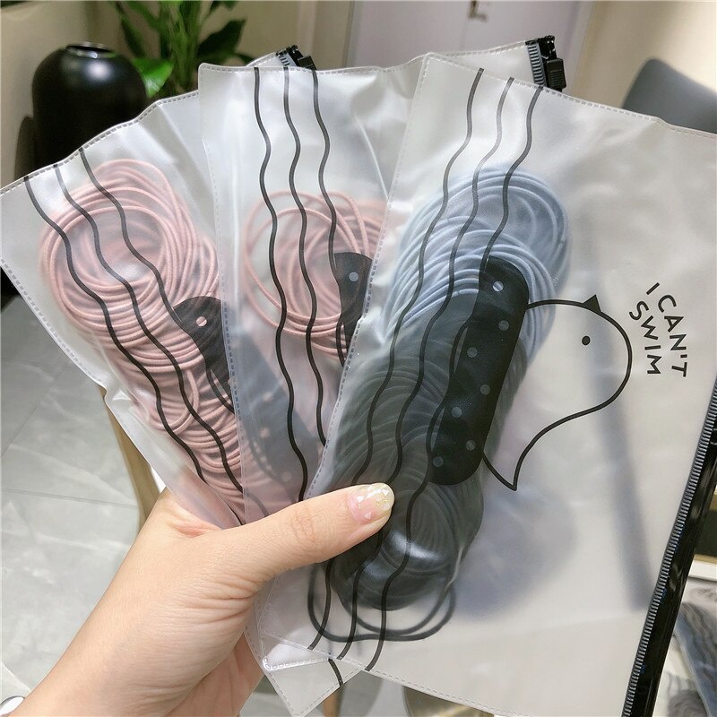 Túi 100 Dây Thun Cột Tóc Màu Sắc Trơn Phong Cách Hàn Quốc Cho Nữ