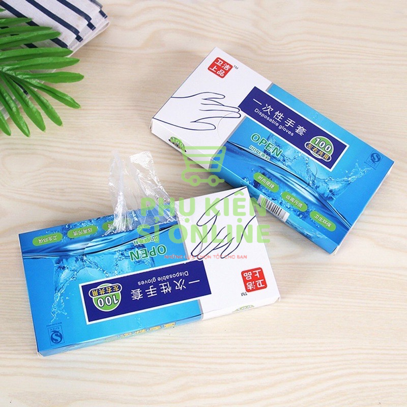 Hộp 100 găng tay nilon dùng 1 lần làm bếp tiện dụng Store4girls