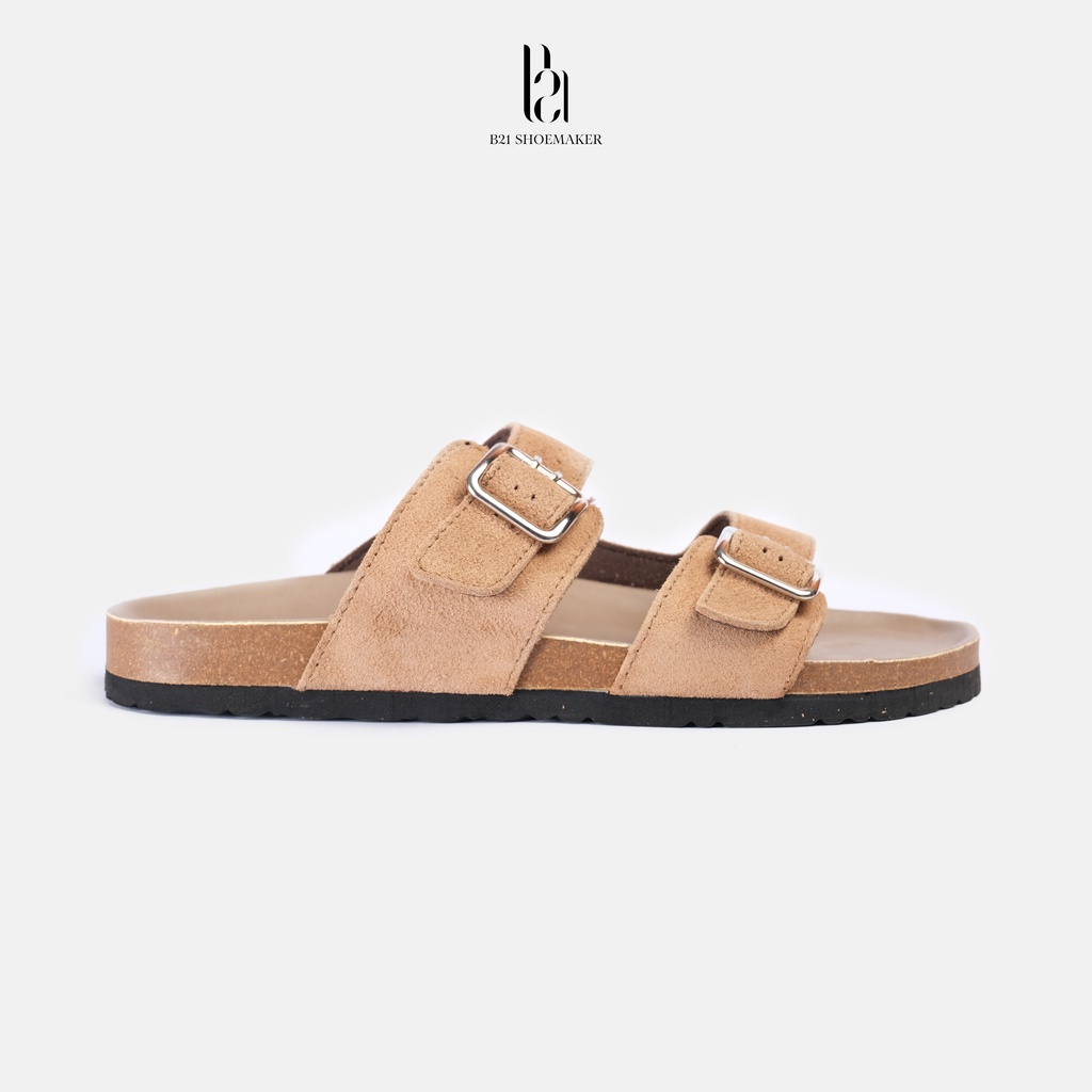 Dép Đế Trấu B21 Da Lộn 2 Lớp Cao Cấp Dép Quai Ngang Unisex Lót Cao Su Non Êm Ái Chống Thấm Nước Chống Hôi Chân Tiện Lợi