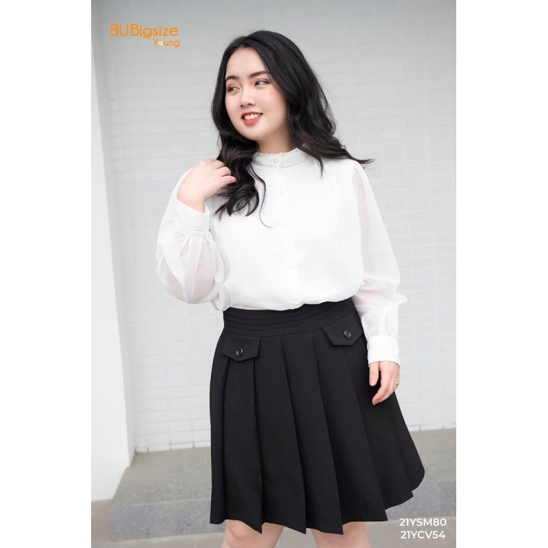 Sơ mi voan, thiết kế bấu ly cổ BIG SIZE (55kg đến 95kg) - 21YSM80 - [BU Bigsize Young]