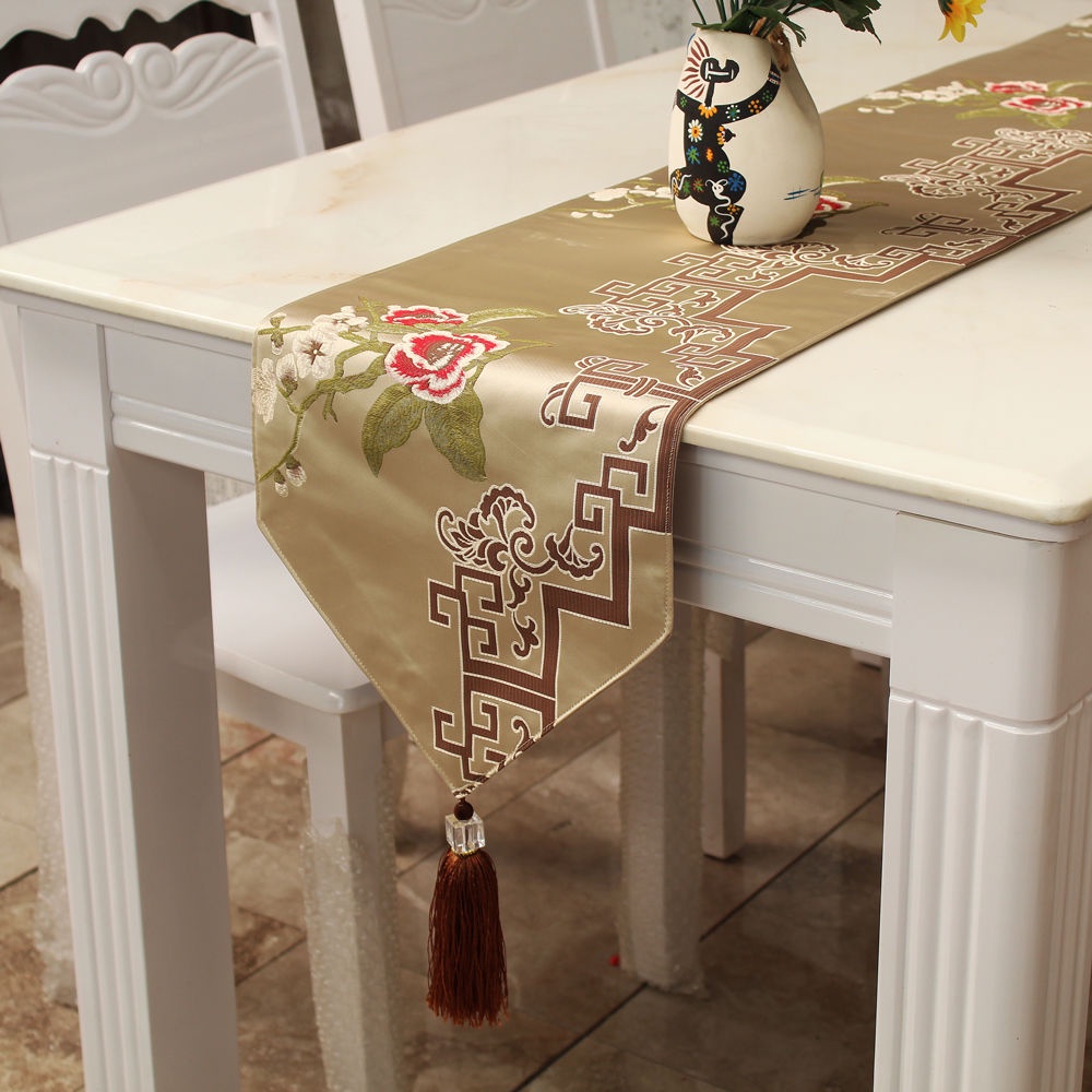 Khăn trải bàn thêu họa tiết phong cách Trung Hoa cổ điển sang trọng