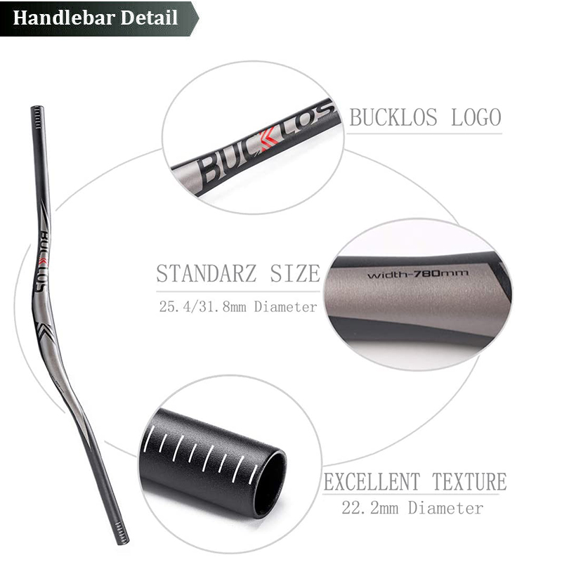 Bucklos 25.4 / 31.8mm MTB Tay Lái Xe Đạp Leo Núi Flat / Riser Bar AL 660 / 720 / 780mm Tay Cầm Thanh Phụ Kiện Xe Đạp