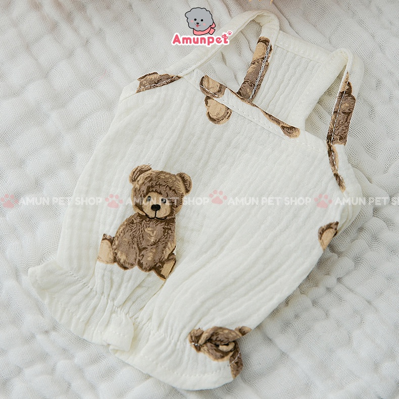 Áo Cho Chó Mèo Hoạ Tiết Gấu Cực Dễ Thương Phong Cách Hàn Mẫu Áo Hai Dây Cho Thú Cưng Mùa Hè Amun Pet