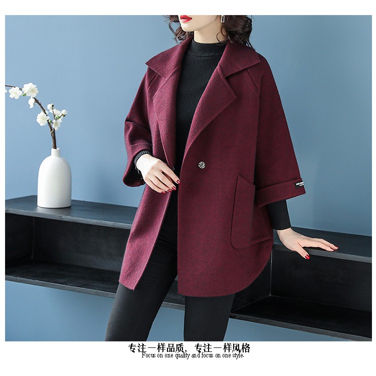 Áo Khoác Dạ Len Nữ Lông Cừu Trung Niên Tay Lỡ Sang Chảnh AD38 - Hàng Quảng Châu Cao Cấp