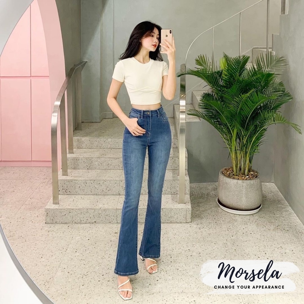 Áo croptop kiểu cổ tròn tay ngắn ôm body - Áo crt kiểu nữ - Morsela - CT01