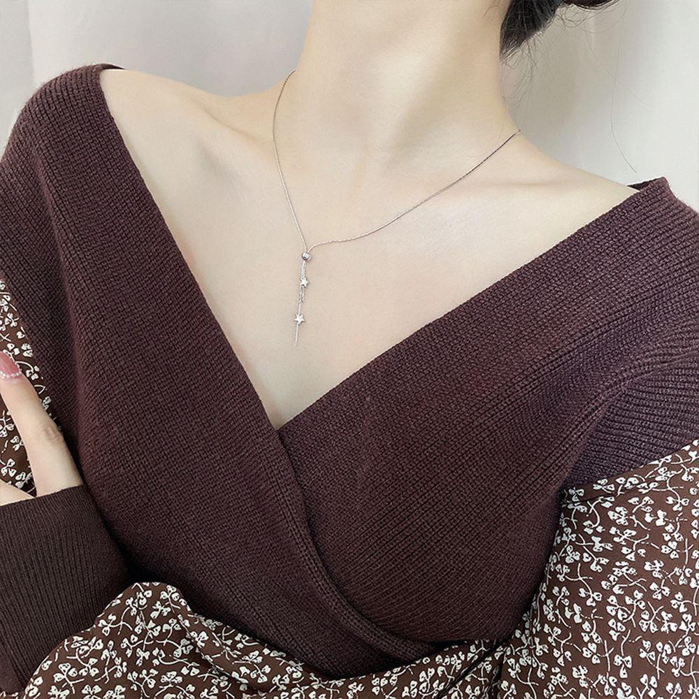 Vòng Cổ Choker Dáng Dài Mặt Ngôi Sao Tinh Tế Đơn Giản Cho Nữ